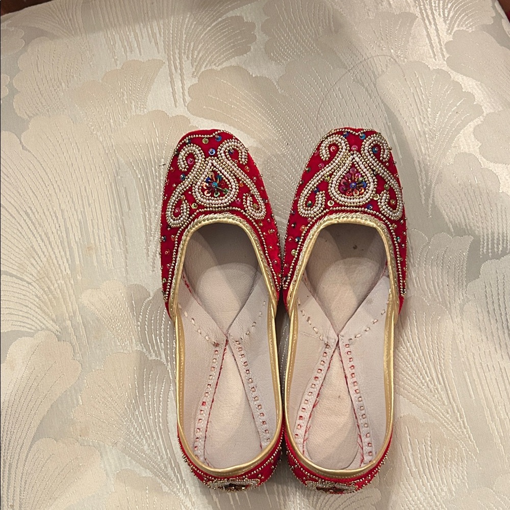 Elegant Red Embellished Women's Shoes